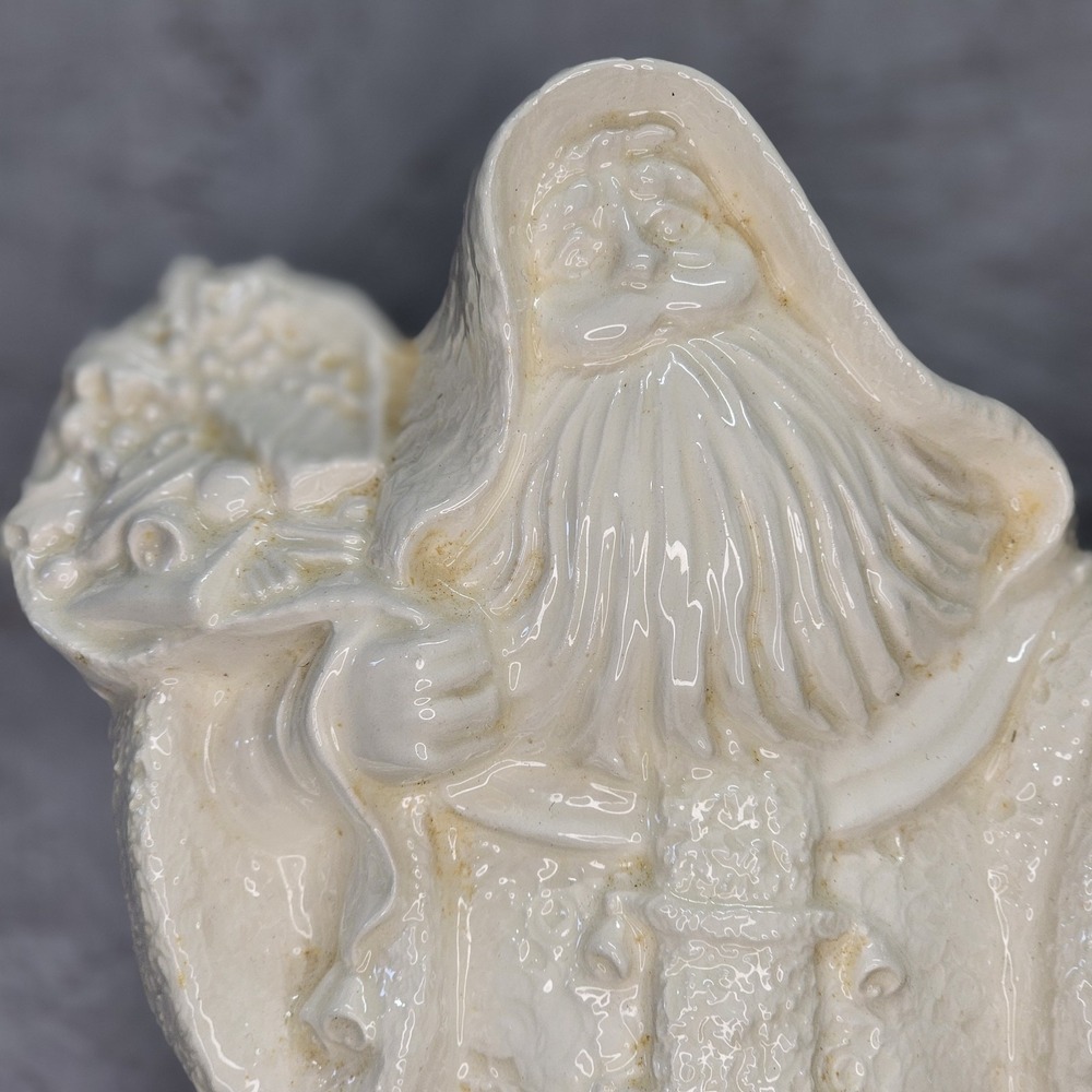 Santa Claus Glazed Ceramic Christmas Decor Figurine With Bell - 9" H